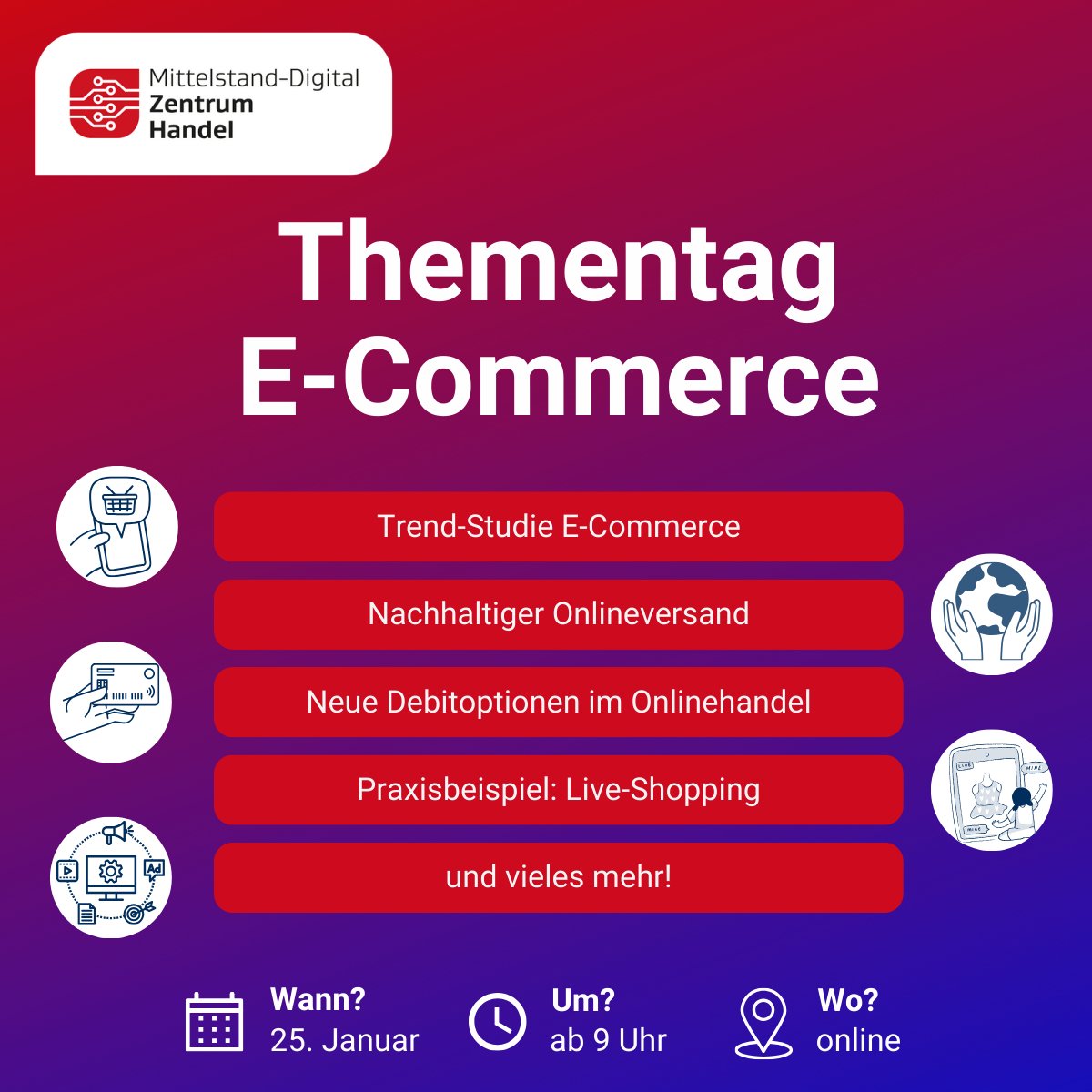 #SEO, #Payment, #LiveShopping: Unser Online-Thementag #ECommerce für den #Handel dreht sich am 25. Januar mit Vorträgen und Praxisbeispielen einen Vormittag lang rund um den #Onlineshop 💳📦🛍️
Jetzt kostenfrei anmelden 👉 digitalzentrumhandel.de/veranstaltung/…