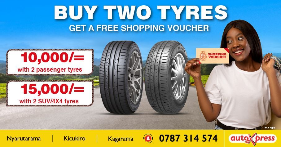 New Year, Fresh Wheels, and a Shopping Treat!  Purchase any two tyres and enjoy a Simba supermarket shopping voucher worth up to RWF 15,000! Don't miss out on this exciting deal. 

#AutoXpressRwanda #Simbasupermarket