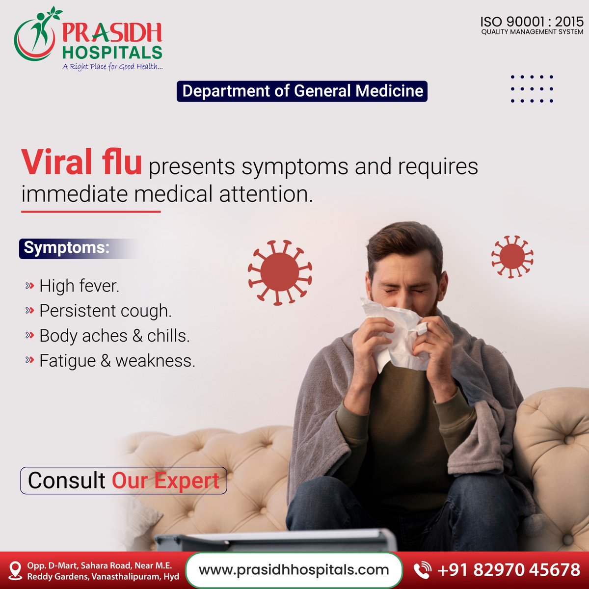Experience rapid relief from the flu at Prasidh Hospital! Our advanced viral flu diagnosis ensures accurate identification, leading to personalized medication for swift recovery. Trust our expert healthcare team to provide effective and targeted treatment. 

#generalmedicine