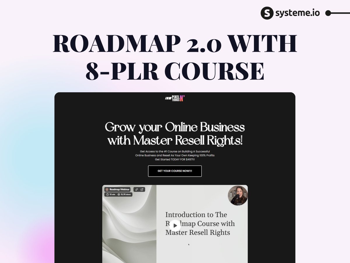 pixelnthings's tweet image. Roadmap 2.0 MRR Course Road To Riches Including Systeme.io 8-in-1 Course Package And  In A Box 1.0 &amp;amp; 2.0 | Tons Of FREE Bonuses etsy.me/3O8DCDH via @Etsy 

#plrcourses #systemeio #funnels #onlinecourses #entrepreneurs #business #sales
