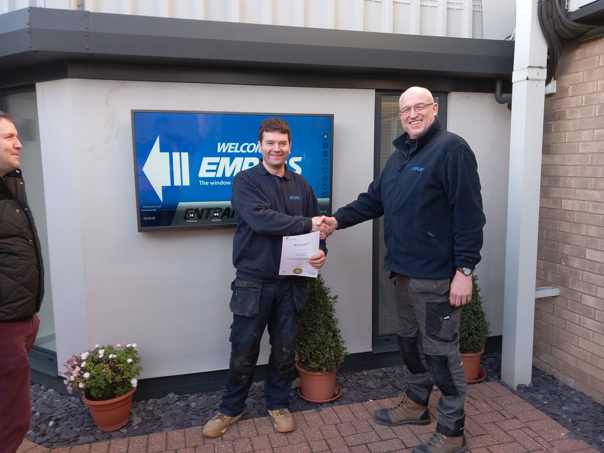 Our congratulations go out to Dave Willers of <a href="/Emplas/">TE</a> Windows for completing his apprenticeship in L3 Maintenance and Operations Engineering Technician, and receiving a Merit overall.

His employers are thrilled for him, as are we. Well deserved, Dave!