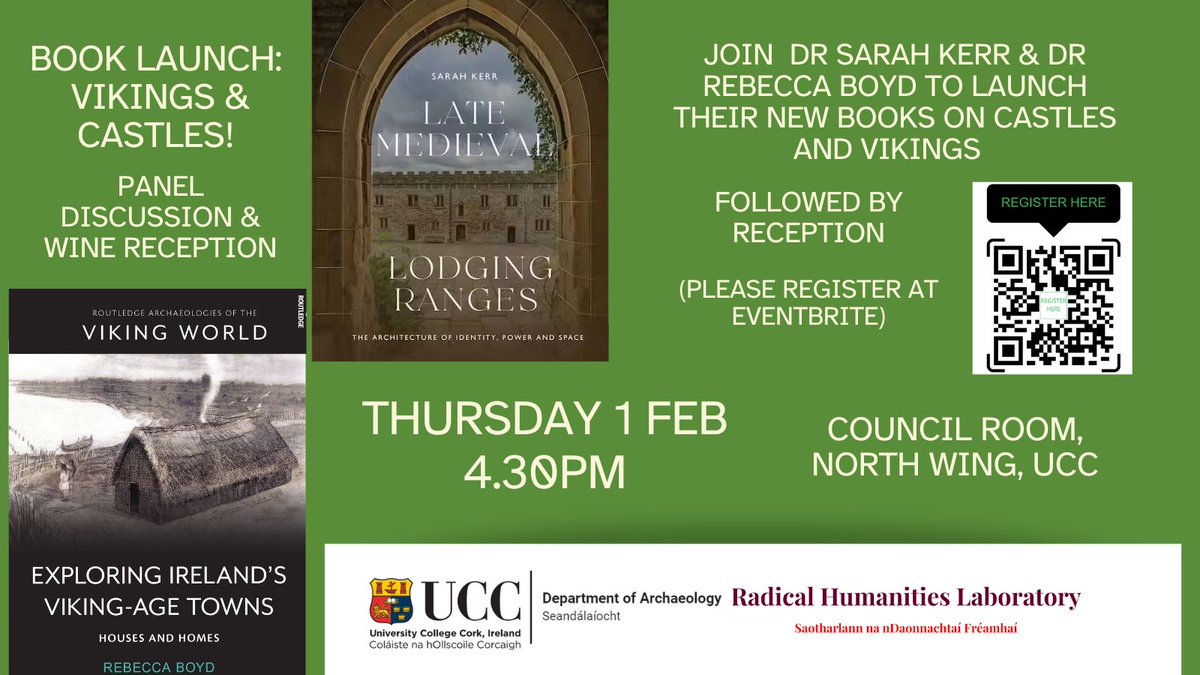 Delighted to launch my monograph from my @IrishResearch Fellowship @uccarchaeology This promises to be a great chat with @Sarah_L_Kerr & @karrycrow on Thursday 1 Feb. Register at eventbrite if you are on Cork or Zoom in from outside Cork