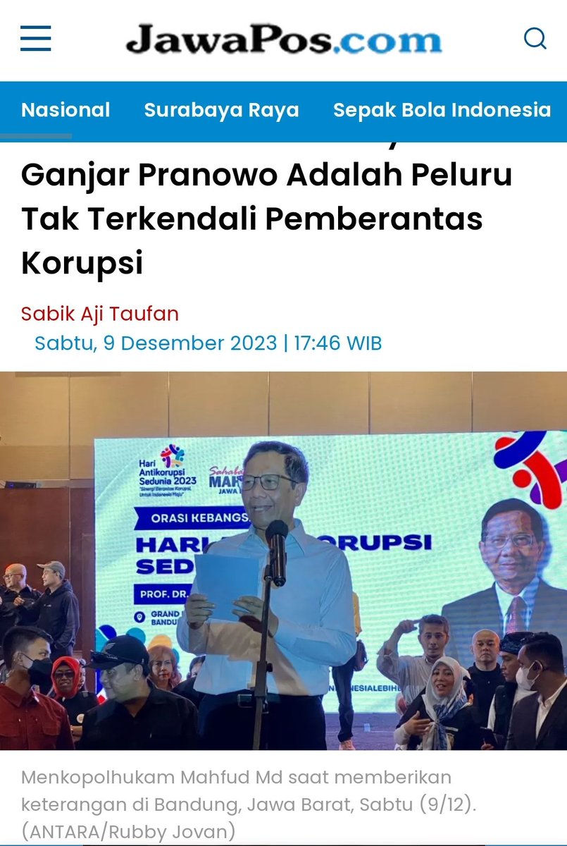 Ganjar Mahfud Taat Hukum 
Pertama, Ganjar-Mahfud berkomitmen untuk mengejar siapa pun yang berani mengambil hak rakyat, dan memakan uang rakyat. Kedua, Ganjar-Mahfud adalah peluru tak terkendali untuk melibas korupsi.