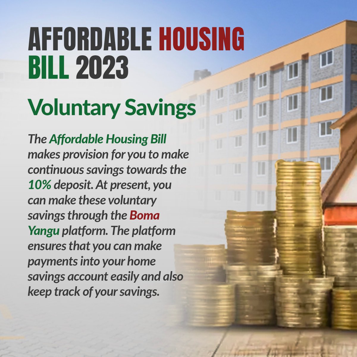 amalichaKE's tweet photo. The bill's commitment to affordable housing is a beacon of hope for many Kenyans who have long faced challenges in achieving homeownership. 
Boma Yangu 

#AffordableHousingBill2023 https://t.co/DYIy9n7NgI