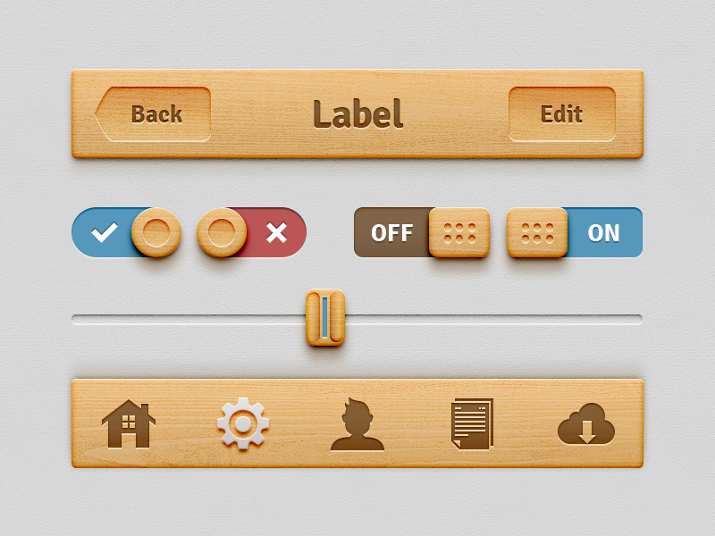 guerriero_se's tweet photo. To the young designers thinking a light on a button means skeuomorphism is back: we used to craft wooden UIs in 2013 😄 https://t.co/Pj2fkIofjA