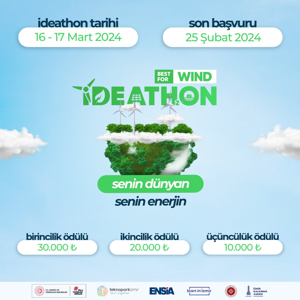 📢 Best For Wind - Rüzgar Enerjisi İdeathonu başvuruları açıldı!

#Startinİzmir #TemizEnerji #BestForWind #İdeathon #İzmir #Sürdürülebilirlik #EnerjiGeleceği