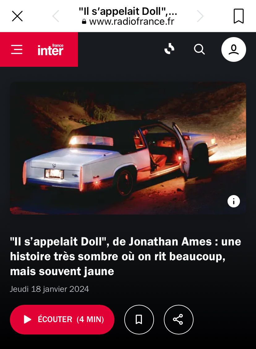 Losfeld /Arcanes on X: Très belle chronique de @Michel Abescat sur France  Inter ce matin.. Il s'appelait Doll de Jonathan Ames ⁦@EdJoelleLosfeld⁩   / X