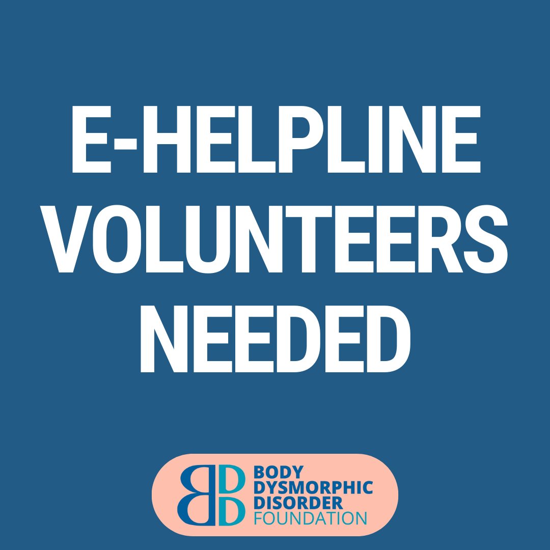 🤝We are looking for new volunteers to support our E-Helpline service! ⁠This is a really rewarding role, providing crucial support & guidance to those suffering with BDD. ⁠ More info and applications via: bddfoundation.org/volunteers-nee…