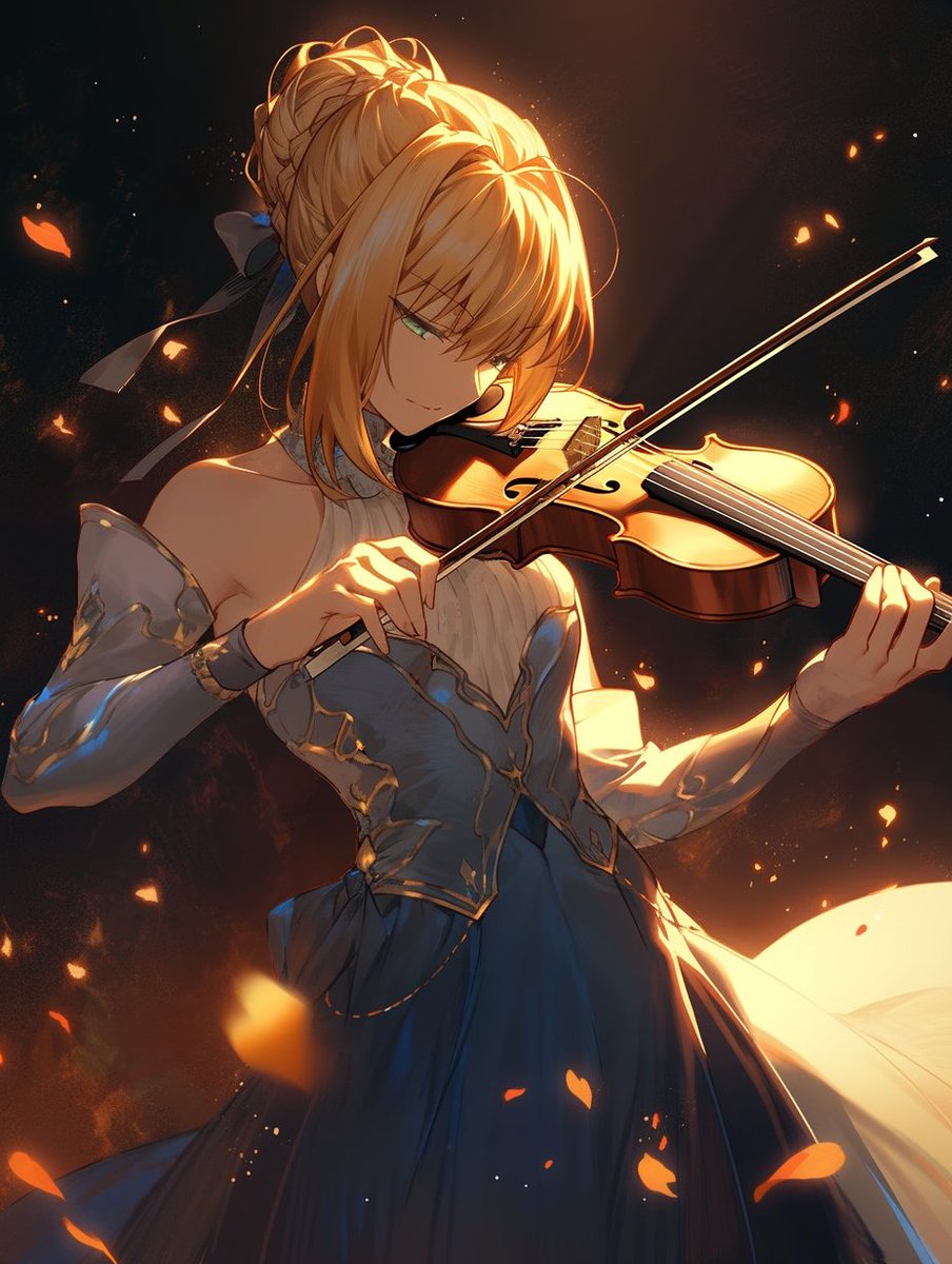 アルトリア・ペンドラゴン ,セイバー 「バイオリンをひくセイバー」|tarteのイラスト