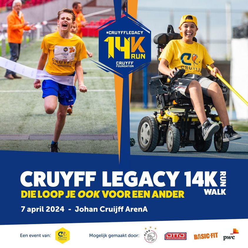 Gehandicaptensport Nederland (@sportbondgsn) on Twitter photo Johan Cruijff zei ooit eens: “Als je iets voor een ander kunt doen, dan moet je dat doen”. Zondag 7 april komen duizenden deelnemers in actie tijdens de Cruyff Legacy 14K om geld op te halen voor de <a href="/JCFoundation/">Johan Cruyff Foundation</a>. Doe jij ook mee? Schrijf je in op 14krun.nl. Johan Cruijff zei ooit eens: “Als je iets voor een ander kunt doen, dan moet je dat doen”. Zondag 7 april komen duizenden deelnemers in actie tijdens de Cruyff Legacy 14K om geld op te halen voor de <a href="/JCFoundation/">Johan Cruyff Foundation</a>. Doe jij ook mee? Schrijf je in op 14krun.nl.