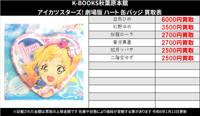 白銀リリィ ハート缶バッジ アイカツスターズ ガラポン グリッター