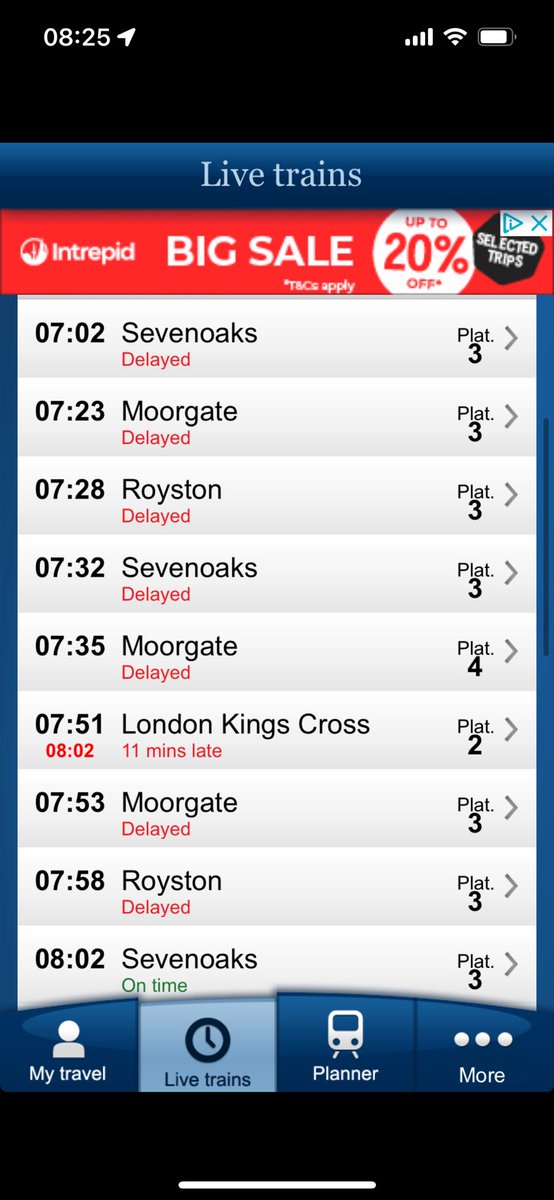 DrSpyrou's tweet photo. When they say delays and cancellations are possible, this is what’s happening at WGC

One train managed to depart in one hour. And don’t be fooled by the 8.02 train, it never went anywhere. https://t.co/reHe5RCG8k