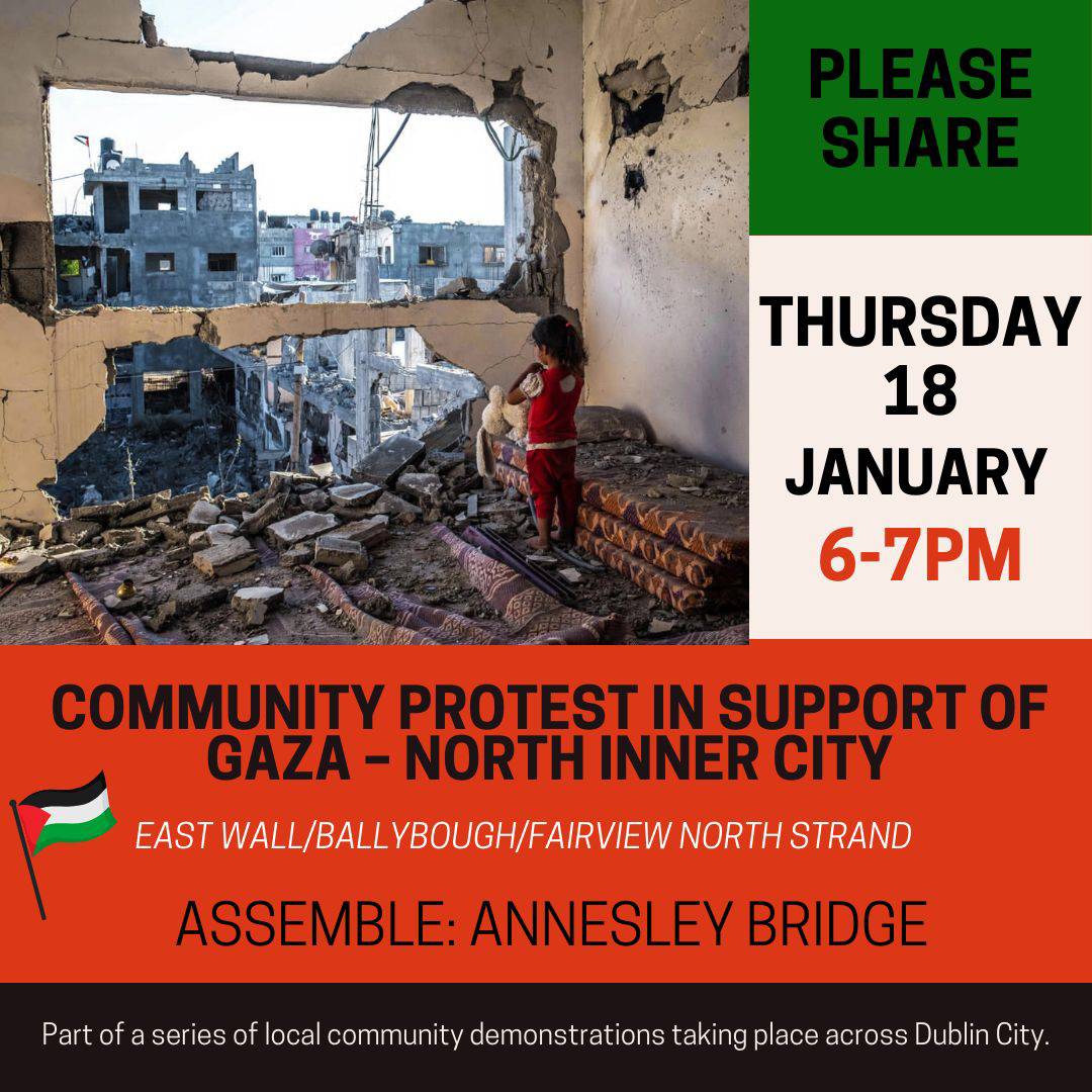 White line pickets in Solidarity with Palestine taking place this evening in Ballymun, Cabra &amp; East Wall

🇵🇸🇮🇪