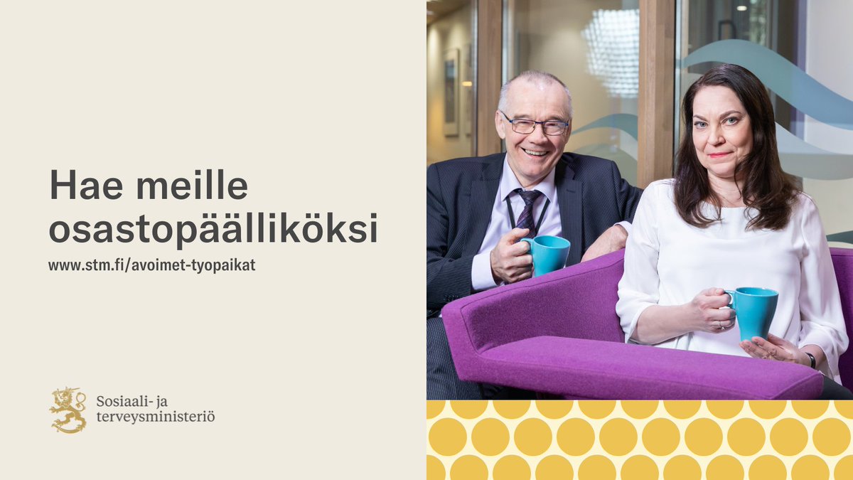 Haemme osastopäällikköä turvallisuus ja terveys -osastolle. Lisätietoa ja hakuohjeet: valtiolle.fi/fi/tyopaikat/o… #rekry #työnhaku #työpaikat #AvoimetTyöpaikat #ValtiollaTöissä #osastopäällikkö #johtaja