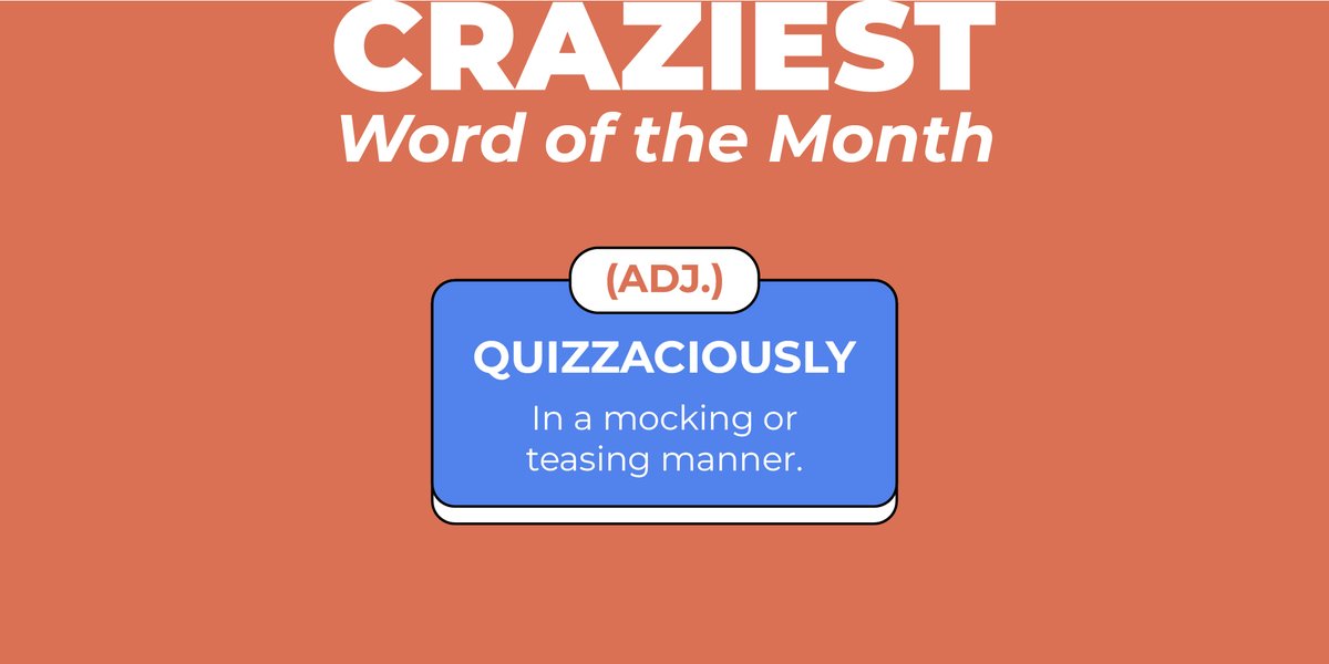 Unveiling the quirkiest word of the month: 'Quizzaciously'! It refers to playfully making fun of or tease someone.

#Kalvie #crazyword #quirkywords #englishlanguage #learnenglish #unusualwords #quizzaciously #wordofthemonth
