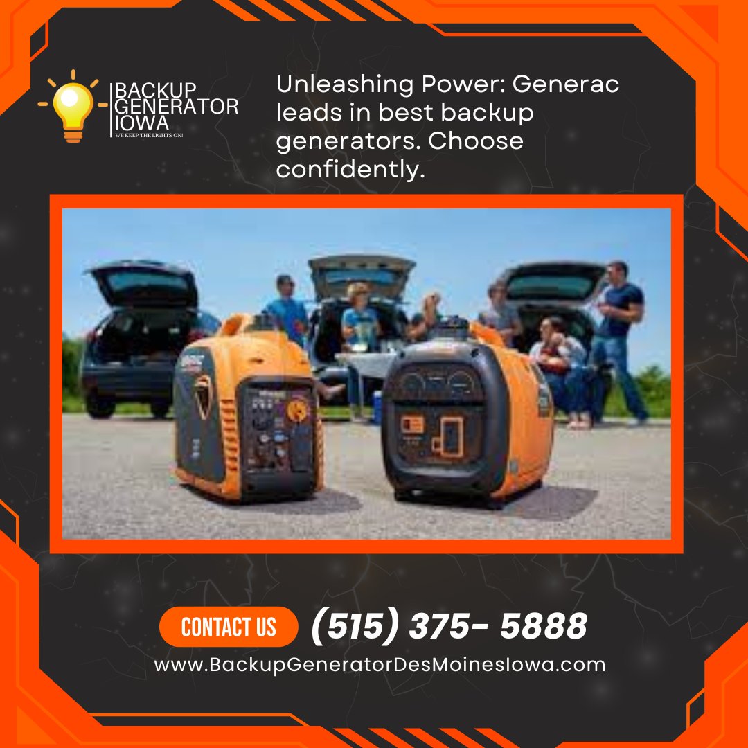Generac leads as the best backup generator in Des Moines, IA. Choose Backup Generator Iowa for high-quality solutions. Experience professionalism and reliability. Call (515) 375-5888. #QualityPower