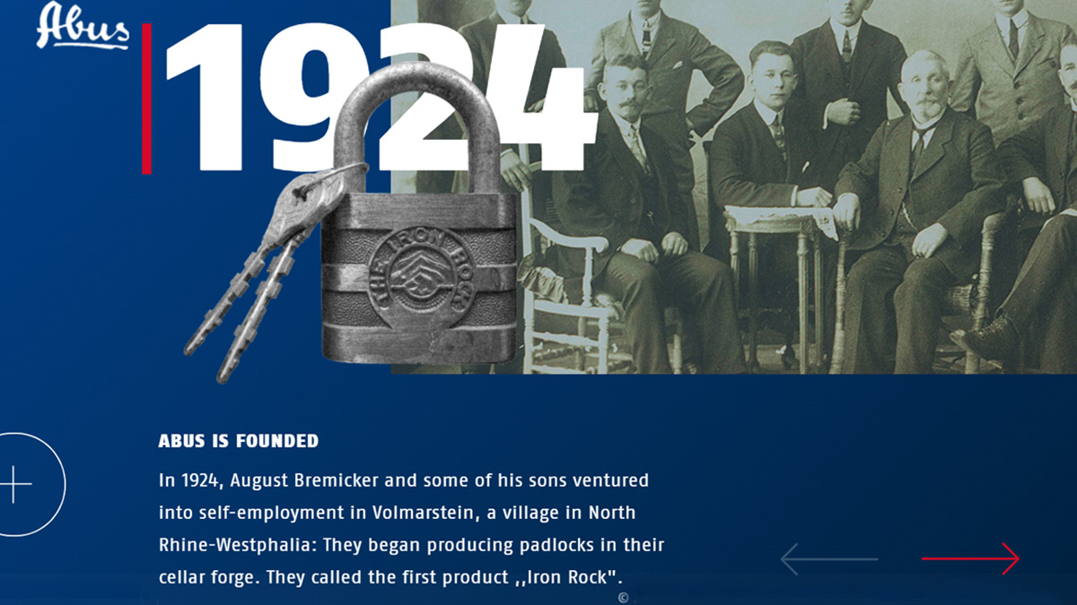 #ABUS100Years 
Scroll through time in history &amp; discover our milestone years.

It all started in 1924 when ABUS was founded by August Bremicker (at the age of 63) &amp;  his sons – back then under the name August Bremicker und Söhne. 

Timeline 👇
loom.ly/kNUN98Y