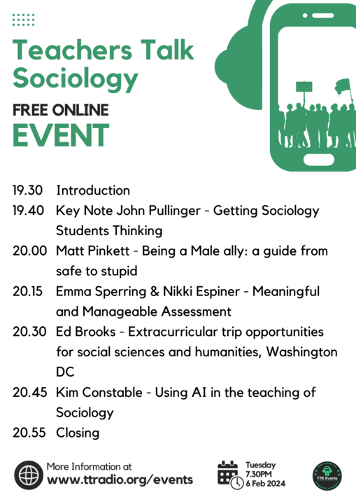 What an amazing line up we have on the 6th Feb 
Make sure to sign up here: streamyard.com/watch/HchTtcar…

#SocEdChat #TTRSoc #SocSup #Sociology