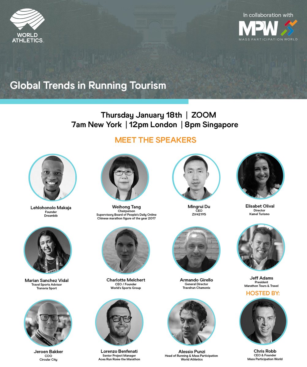 punzi_a's tweet photo. FREE @WorldAthletics Road Race Webinar on trends and best practices in running events tourism, today at 1pm CET, sign up at https://t.co/EfNcaLiUKe https://t.co/mSYBLSFtbj