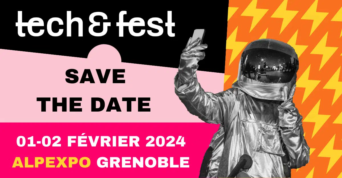 French Tech Alpes Valence-Romans (@frenchtechvr) on Twitter photo J-14 avant Tech&Fest , LE grand rendez-vous de l'innovation, de la tech et de l'audace !
Rendez-vous à <a href="/Alpexpo/">Alpexpo, le parc événementiel de Grenoble</a> les 1er et 2 février 2024 💡✨
Plus d'infos 🎟️ tech-fest.fr/fr
Code pour entrée gratuite 🤩 FTECHALPES J-14 avant Tech&Fest , LE grand rendez-vous de l'innovation, de la tech et de l'audace !
Rendez-vous à <a href="/Alpexpo/">Alpexpo, le parc événementiel de Grenoble</a> les 1er et 2 février 2024 💡✨
Plus d'infos 🎟️ tech-fest.fr/fr
Code pour entrée gratuite 🤩 FTECHALPES