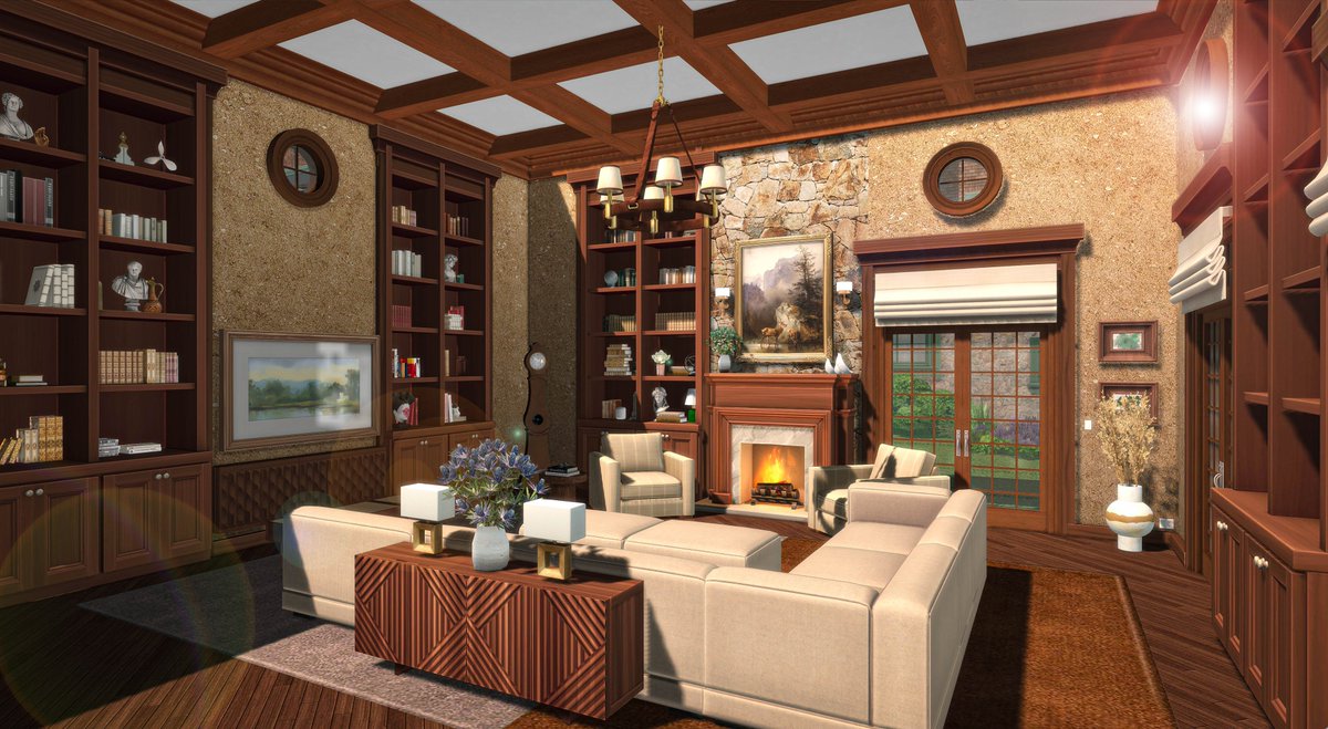 PriceyPads's tweet photo. ONE ROOM DOWN. Might be the only one I finish 😅. This took incredibly too long but man am I happy with the results!! What do you think? #showusyourbuilds #sims4 #thesims4 #sims4house #dreamhome #garage #shinglestyle #architecture #interiordesign #interiorstyle https://t.co/Dn9wgHleMh