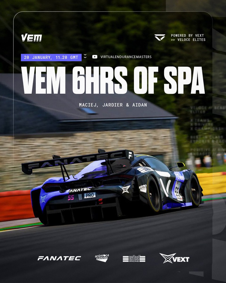 This Saturday the boys take on the VEM 6 hours of Spa ⚡️⚡️ Let’s bring it home boys 👊