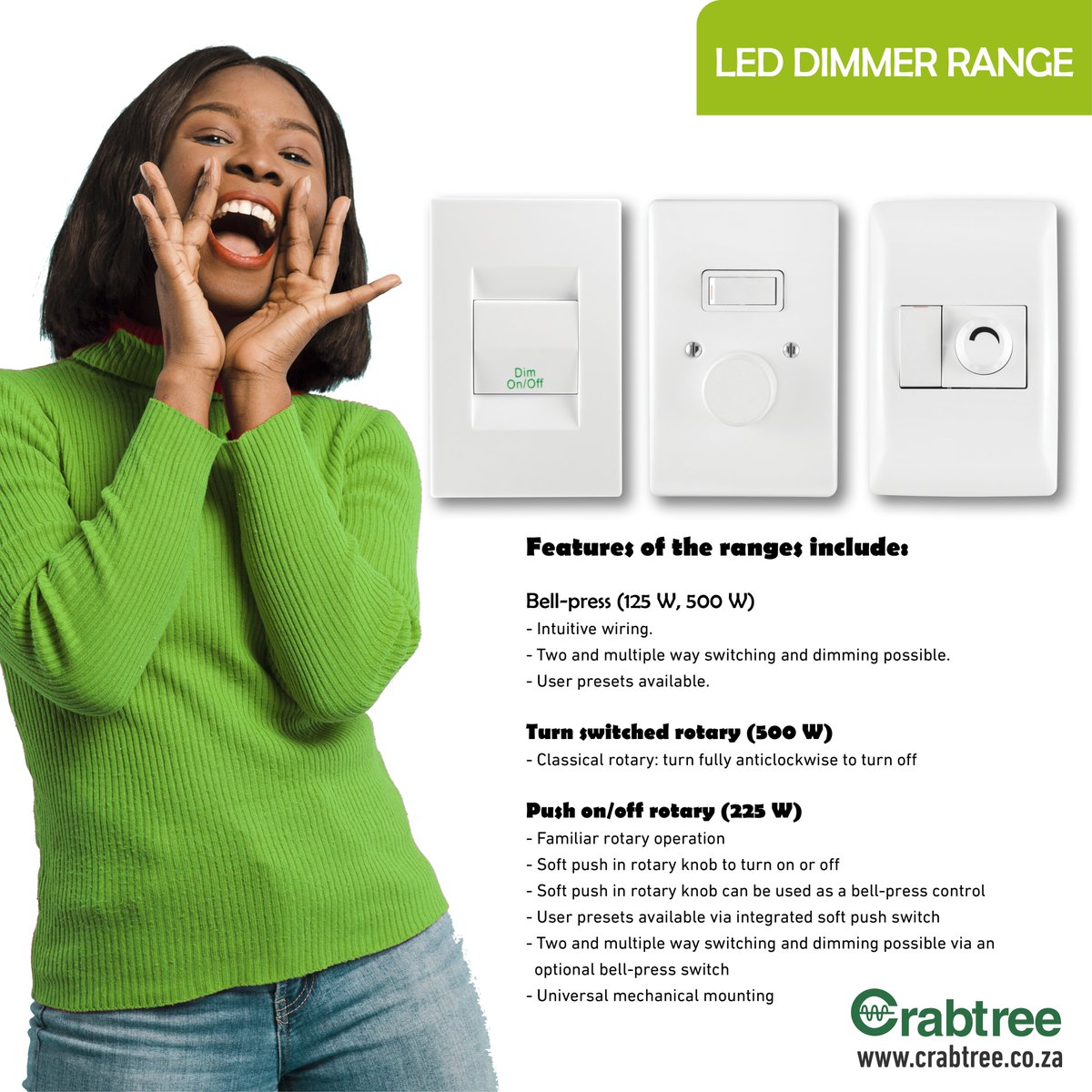 SAIEE's tweet image. CrabTree South Africa
crabtree.co.za
#lighting #Electrical #dimmers #electricalaccessories #quality
