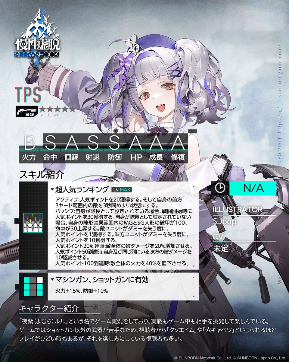 新人形紹介】 ☆5 SG「TPS」 「夜紫(よむら)ルル」としてゲーム実況を