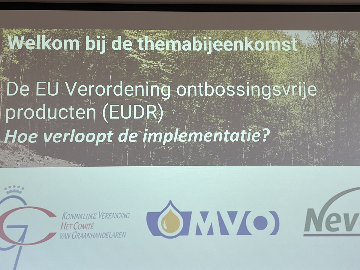Tijdens de themabijeenkomst deze week over de EU-Verordening Ontbossingsvrije Supply Chains aangedrongen bij LNV op meer duidelijkheid op onderdelen die noodzakelijk is voor een zorgvuldige en tijdige implementatie door het bedrijfsleven