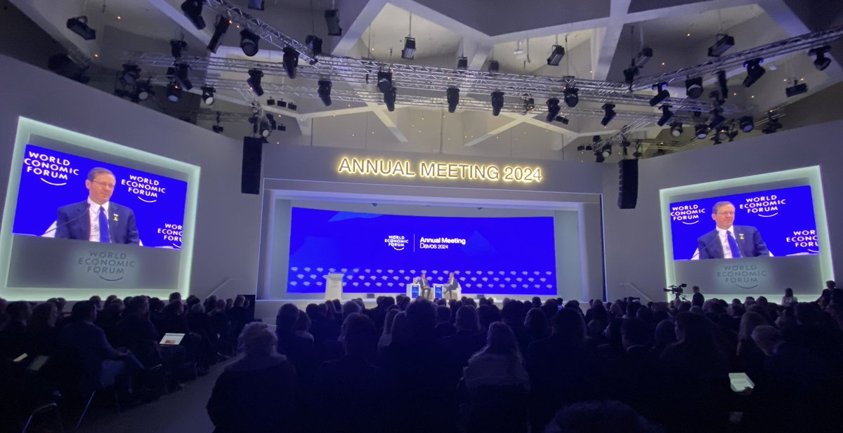 Israel's President Herzog at #WEF24: Israel is fighting a war for the free world. The world must unite to fight Tehran's 'empire of evil.'