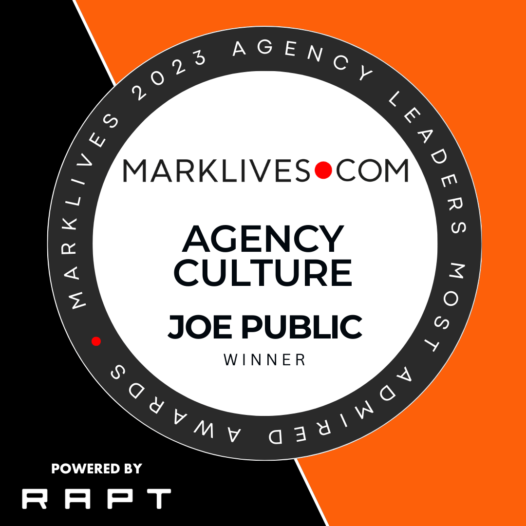 #AgencyLeaders 2023 powered by <a href="/RAPT_Creative/">RAPT Creative Agency</a>: Agency Culture. For the second year running, industry executives and marketers most admire Joe Public for its agency culture in our #AgencyLeaders Awards poll, this time with The Odd Number hot on its heels. marklives.com/article/42995-…