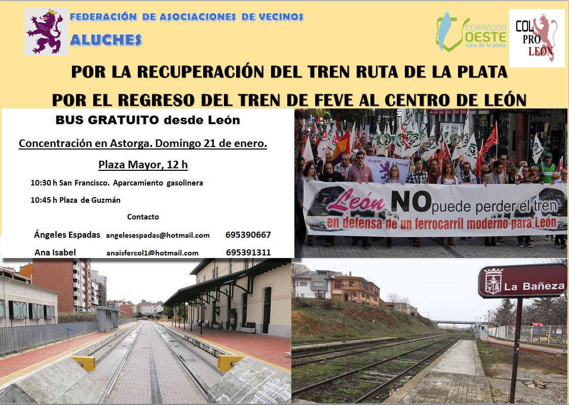 colproleon's tweet photo. 🚂 ¡𝐑𝐞𝐜𝐮𝐩𝐞𝐫𝐞𝐦𝐨𝐬 𝐥𝐚 𝐕í𝐚 𝐝𝐞 𝐥𝐚 𝐏𝐥𝐚𝐭𝐚! Acompáñanos a la Concentración en la Plaza Mayor de Astorga el domingo 21 de enero junto a la Federación de Asociaciones de Vecinos Aluches! 🚂
#colproleon #ColegiosProfesionales #leonesp https://t.co/B1aGS13kgC