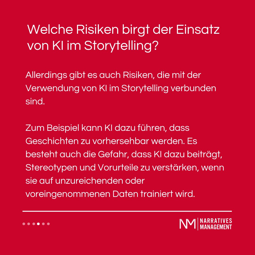 NarrativesMgmt's tweet photo. 🤖Von grenzenlosen Möglichkeiten bis hin zu potenziellen Stolpersteinen – Künstliche Intelligenz wird zunehmend auch in kreativen Prozessen wie #Storytelling eingesetzt.
Welche Chancen und Risiken hält die Zukunft des Geschichtenerzählens mit KI bereit?🌐 💡
#AI #KI #Zukunft https://t.co/N4HiegndmK