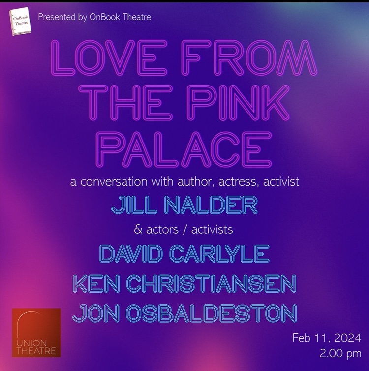 OnBook Theatre (@onbooktheatre) on Twitter photo Feb 11 <a href="/TheUnionTheatre/">The Union Theatre</a> A conversation with Jill Nalder, Actress, Activist and Author of “Love from The Pink Palace” and actors <a href="/davidcarlyle_/">David Carlyle</a>
and Ken Christiansen from TV’s “It’s A Sin”. Hosted by @jonosbaldeston
100% of ticket sales goes to <a href="/tonichousing/">Tonic Housing</a> Feb 11 <a href="/TheUnionTheatre/">The Union Theatre</a> A conversation with Jill Nalder, Actress, Activist and Author of “Love from The Pink Palace” and actors <a href="/davidcarlyle_/">David Carlyle</a>
and Ken Christiansen from TV’s “It’s A Sin”. Hosted by @jonosbaldeston
100% of ticket sales goes to <a href="/tonichousing/">Tonic Housing</a>