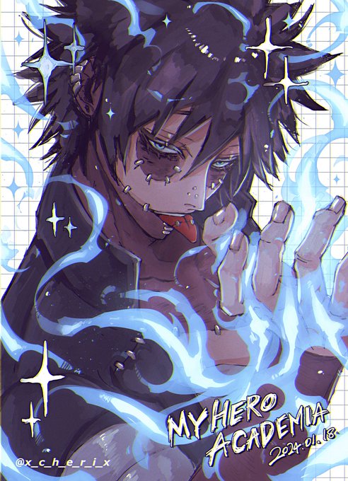 「black hair blue fire」 illustration images(Latest)