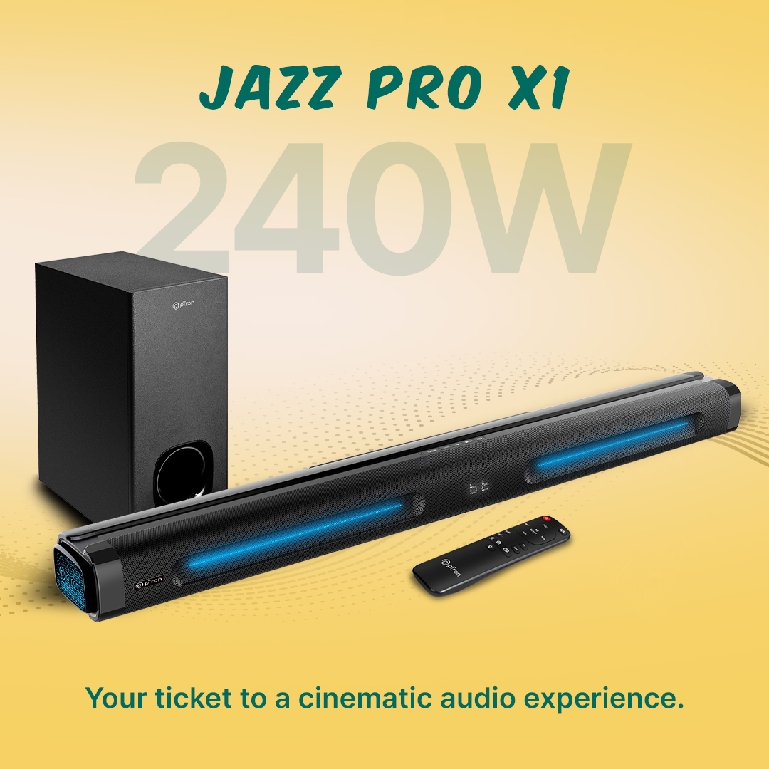Elevate every movie night with pTron Jazz Series Soundbars. Immerse yourself in high-quality sound and bring the theater experience home. #pTroneveryday #Newlaunch #Jazz