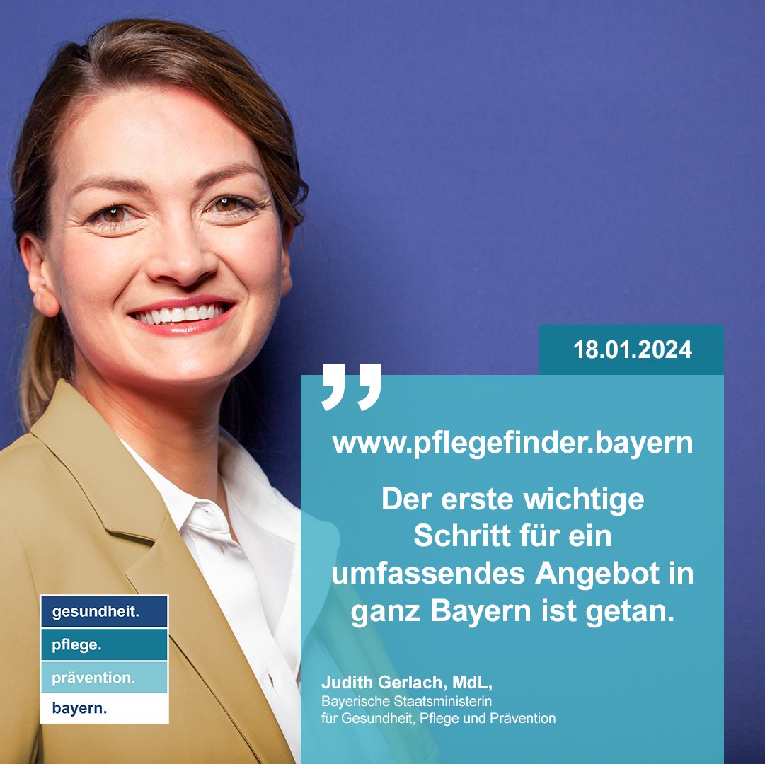 Bayerns Gesundheits- und Pflegeministerin Judith Gerlach vereinfacht die Suche nach pflegerischen Angeboten und hat dafür einen digitalen „Pflegefinder“ gestartet. pflegefinder.bayern #pflege #bayern