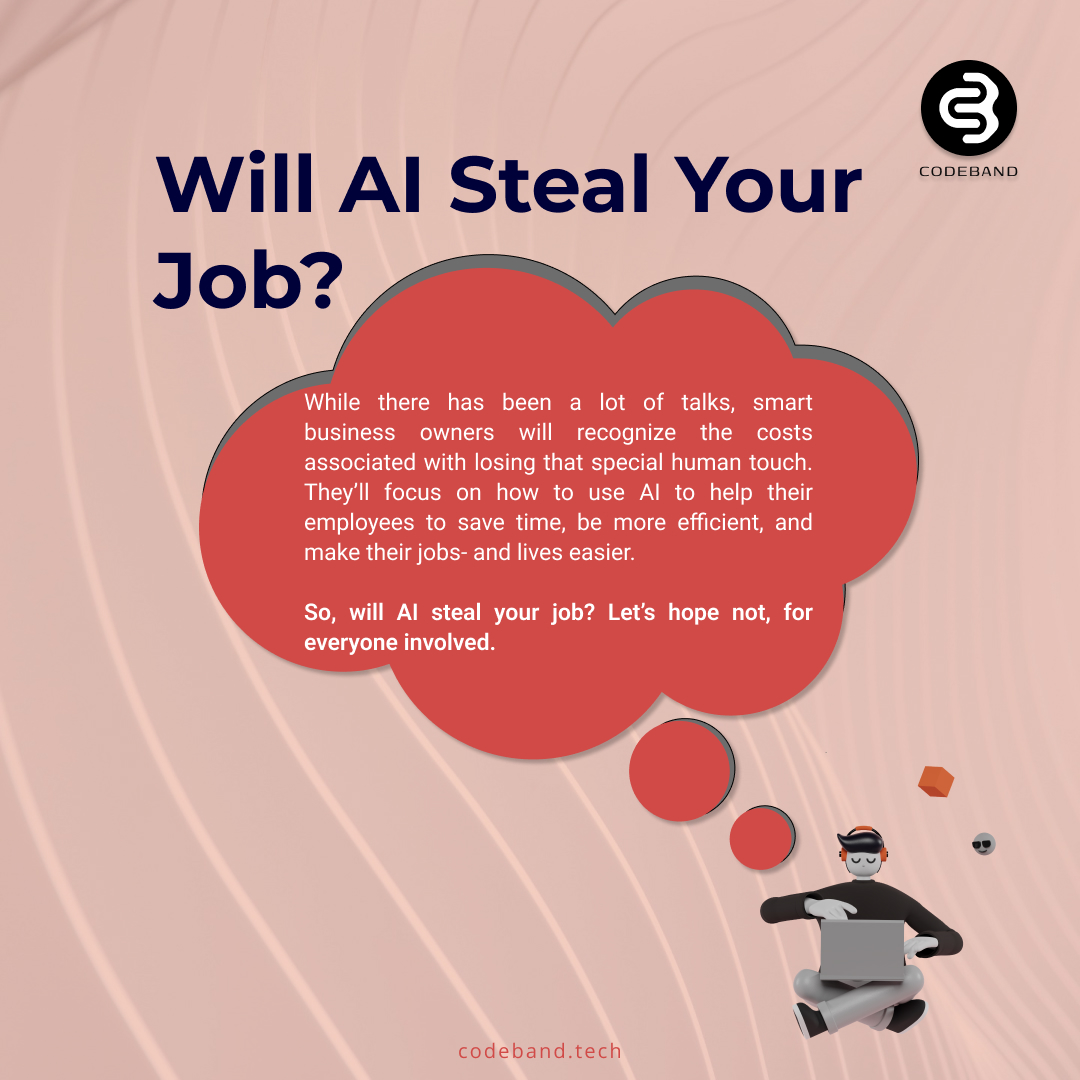 codebandtech's tweet image. Navigating the Future: Will AI be a Job Partner or a Job Thief? 🤖💼

Connect with us:

Email: info@codeband.tech
Community: lnkd.in/grGk966w
Instagram: lnkd.in/gvQaYkpK
Twitter: lnkd.in/gYFQSZDk

#codeband #softwaredevelopment #websitedevelopment