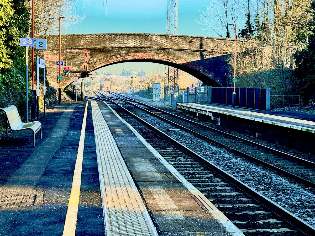 Today we have a cold crisp Droitwich Spa station with its historic wooden semaphore signal - you can just see the signal box the other side of the bridge