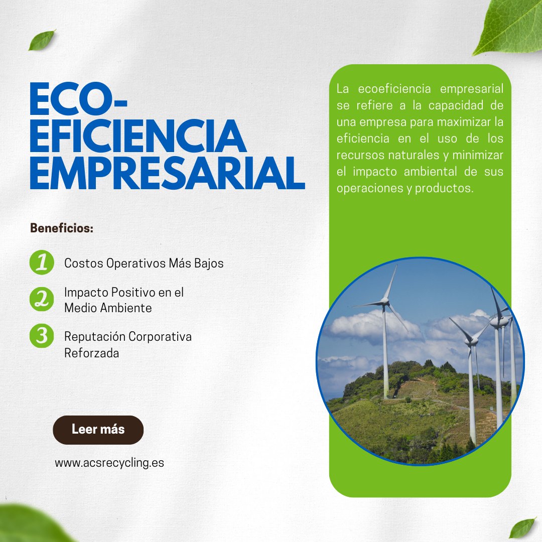 ACSRecycling's tweet photo. 🌱 Descubre la ecoeficiencia empresarial: transforma tu negocio hacia la sostenibilidad. Reducción de costos, impacto ambiental positivo y construcción de reputación corporativa. Aprende cómo aquí. #Ecoeficiencia #Sostenibilidad" https://t.co/6rnO8KsZo2