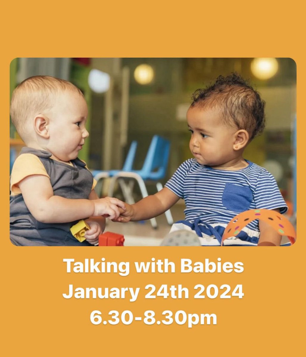 Talking with Babies (online)
January 24th 6:30-8:30pm 

Book your free tickets here: beyth.co.uk/course/talking…

#StrongerPracticeHubs #SPH #EarlyYearsSPH  #EarlyYears #EarlyYearsEducation #babies #bristolandbeyondsph #bristolearlyyears #eyfsenvironment #eyfsnursery