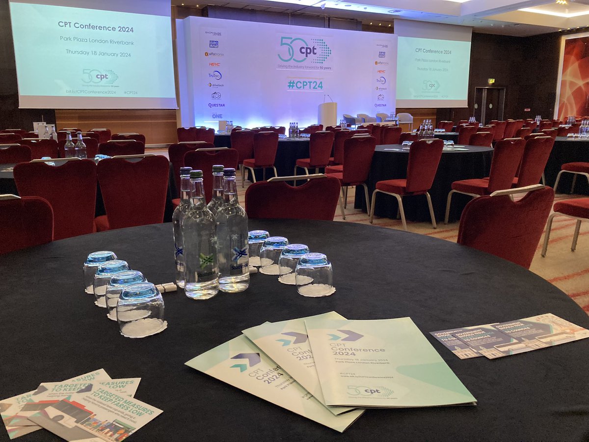 CPT_UK's tweet photo. We are all set for CPT's Conference &amp; 50th Anniversary Annual Dinner here in London. Thanks to everyone who has joined us. A great day ahead! Follow along using #CPT24   

Programme via @routeoneteam: https://t.co/NbnKLxL8JE https://t.co/ScCD0BX6lt