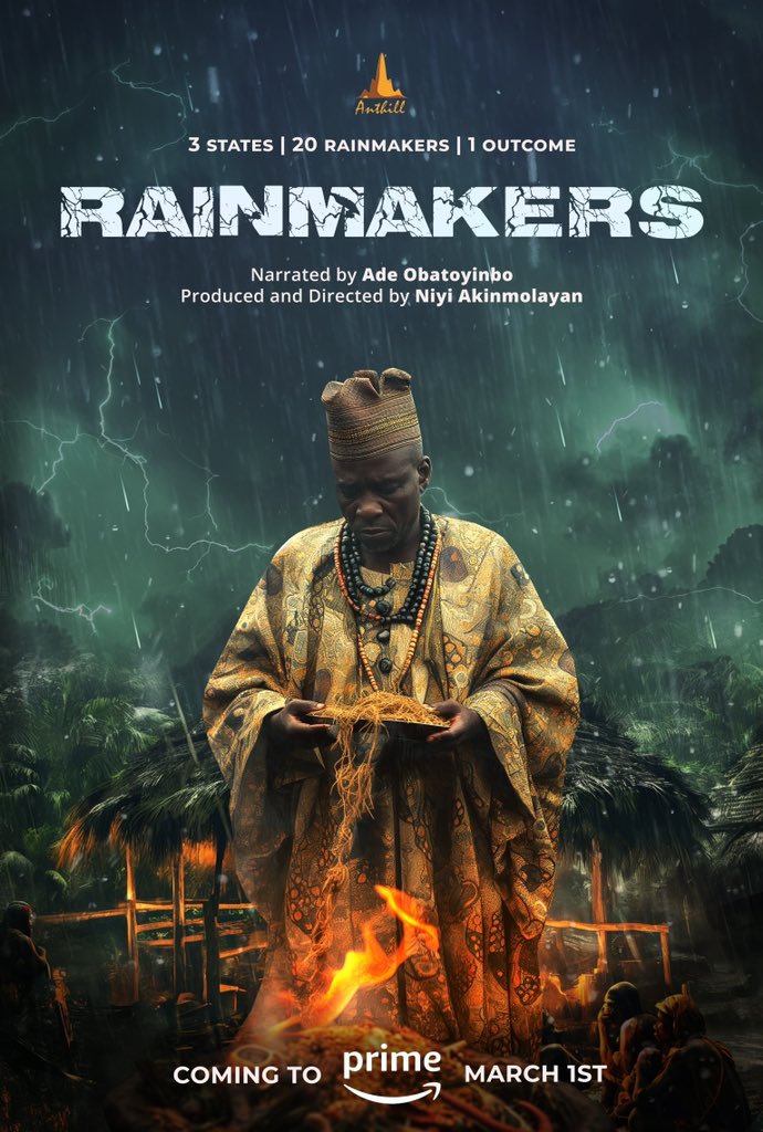 We travelled across 3 states, met with 20 rainmakers and compared the results of our weather app predictions with the powers of tradition, Sango, Agemo and Osun (Edo State)
#RAINMAKERS documentary is coming to <a href="/primevideonaija/">Prime Video Naija</a> March 1st

#rainmaker #anthillstudios #documentary