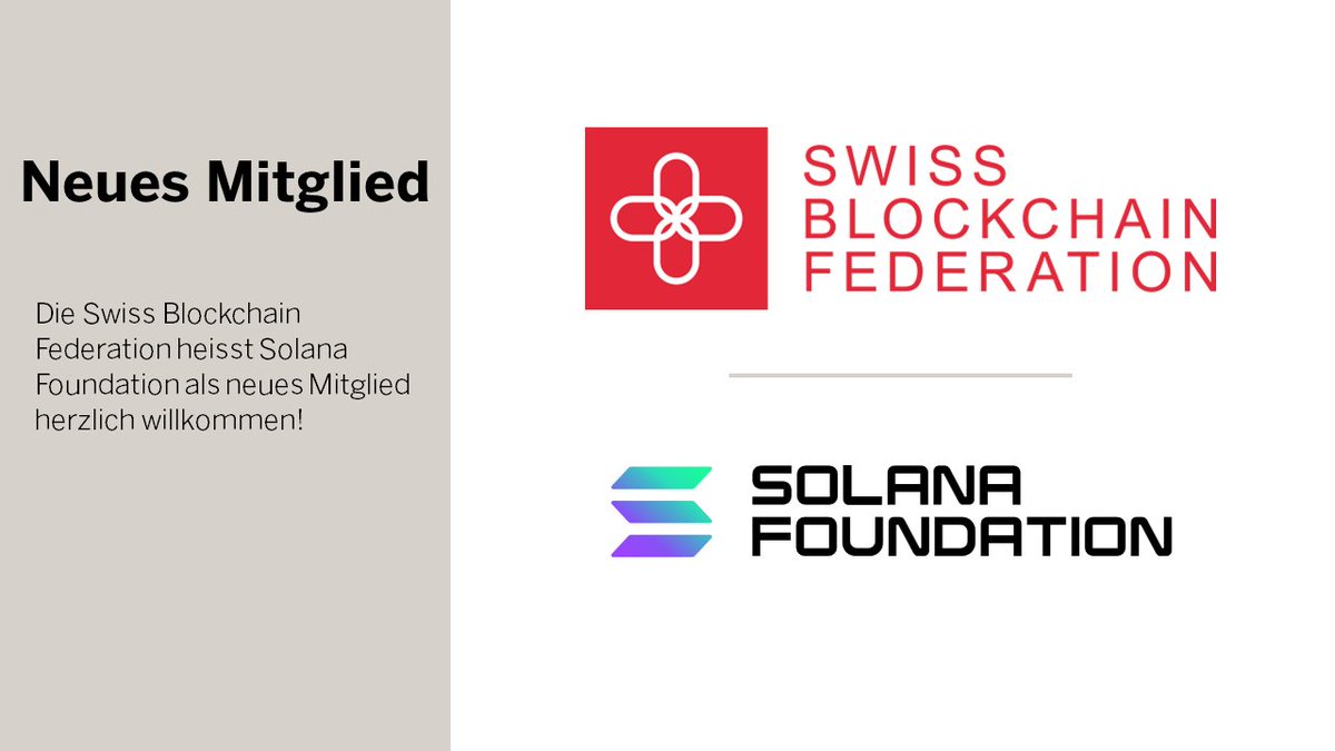 Die SBF heisst Solana Foundation als neues Mitglied herzlich willkommen und freut sich auf die Zusammenarbeit! Die @SolanaFndn ist eine non-profit Organisation in Zug, Schweiz mit dem Zweck, die #Dezentralisierung, #Adoption und #Sicherheit des Solana Netzwerks zu fördern.