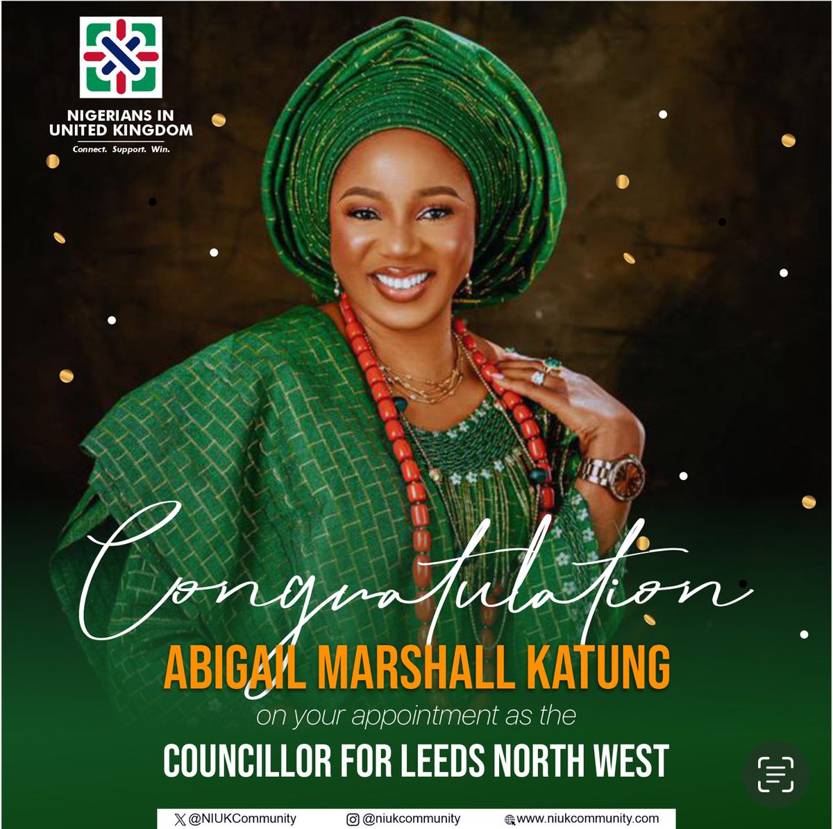 Heartfelt congratulations to @abigailmashall for your well-deserved appointment as the COUNCILLOR FOR LEEDS NORTH WEST! 

Your dedication and leadership shine brightly. 

 #NigeriansInTheUK #LeadershipJourney #CongratulationsAbigail