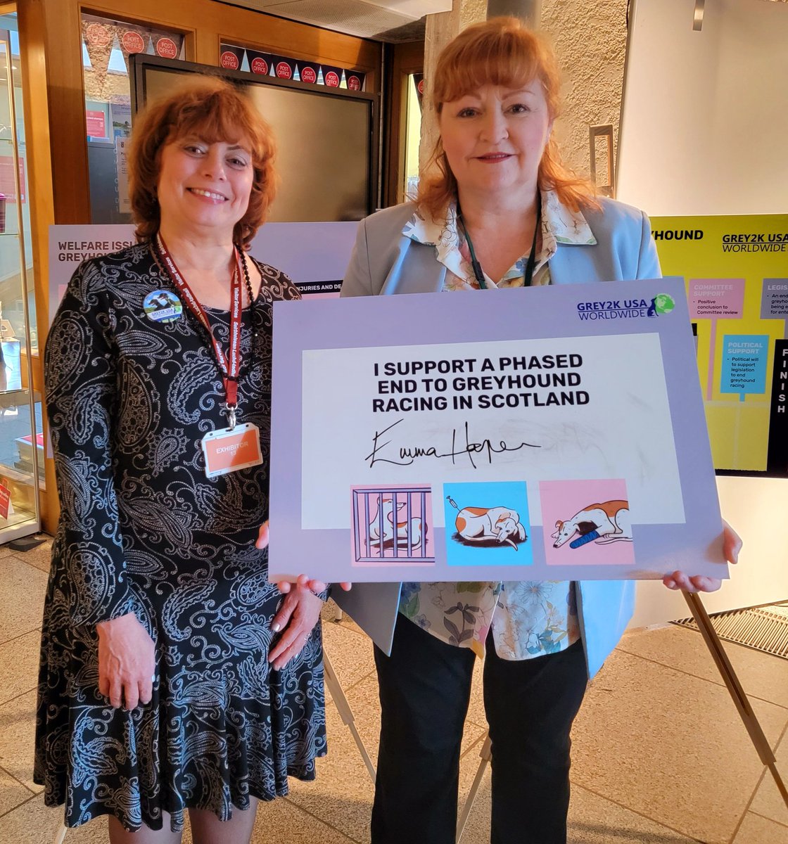 We were so pleased to speak with @EmmaHarperMSP this morning about greyhounds, and her work to protect dogs and other animals.

Together, we can phase out greyhound racing in Scotland!

#UnboundTheHound
