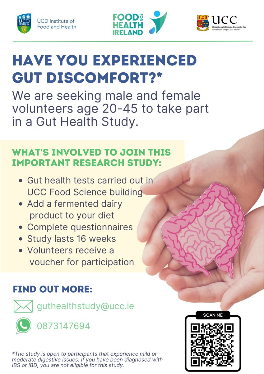 UCC School of Food and Nutritional Sciences (@fnsucc) on Twitter photo Seeking healthy adults aged 20-45 yrs, who report mild to moderate digestive issues/discomfort to take part in a gut health study. Find out more: ucc.qualtrics.com/jfe/form/SV_8d…
<a href="/UCCResearch/">UCC Research</a> <a href="/fhi_tweets/">Food for Health Ireland</a> #research #foodresearch #researchstudy #guthealthforlife #digestivehealth #guthealth Seeking healthy adults aged 20-45 yrs, who report mild to moderate digestive issues/discomfort to take part in a gut health study. Find out more: ucc.qualtrics.com/jfe/form/SV_8d…
<a href="/UCCResearch/">UCC Research</a> <a href="/fhi_tweets/">Food for Health Ireland</a> #research #foodresearch #researchstudy #guthealthforlife #digestivehealth #guthealth