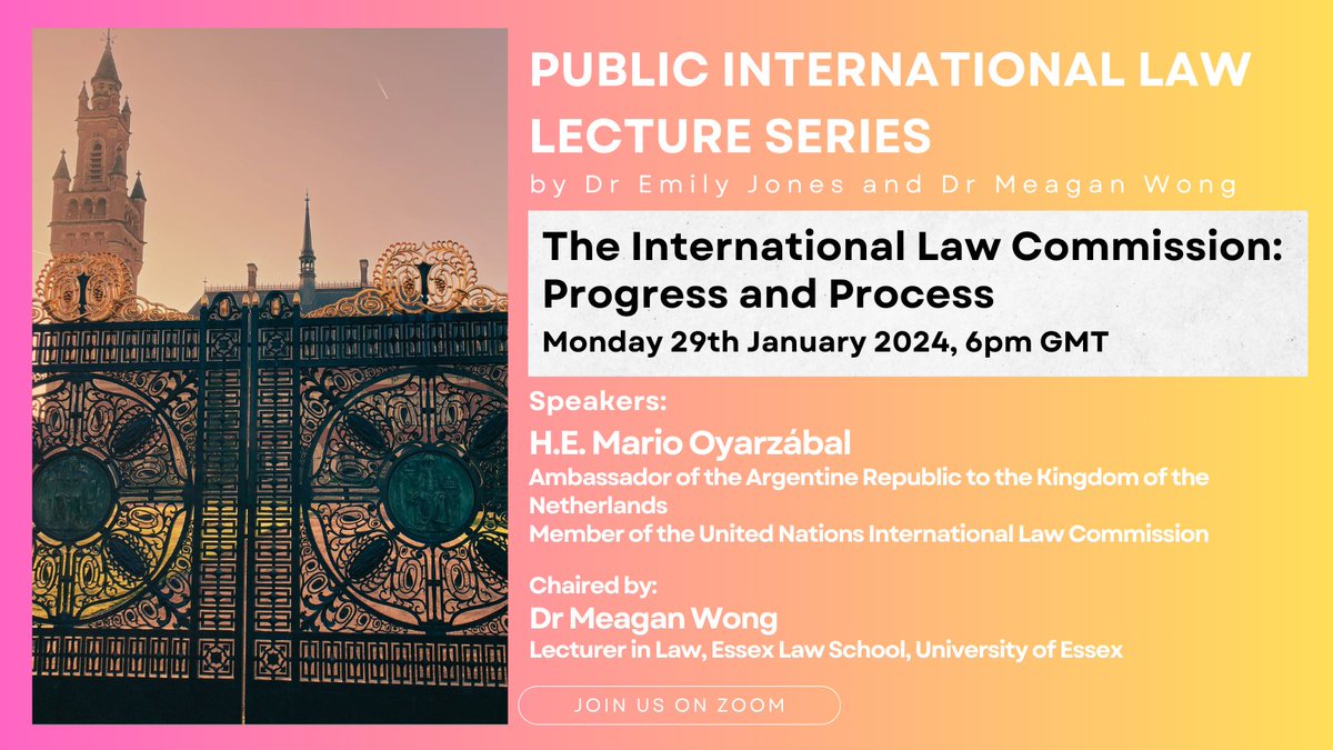 Meagan Wong (@meaganwongs) on Twitter photo Interested in the work of the #UN International Law Commission? Join @edajones16 and me for the Opening Lecture 2024 of the Public Int'l Law Lecture Series, delivered by ILC Member <a href="/mariooyarzabal/">Mario Oyarzabal</a>, 'The ILC: Progress and Process' on 29th Jan 2024, 6pm GMT: intlawlectureseries.com/openinglecture… Interested in the work of the #UN International Law Commission? Join @edajones16 and me for the Opening Lecture 2024 of the Public Int'l Law Lecture Series, delivered by ILC Member <a href="/mariooyarzabal/">Mario Oyarzabal</a>, 'The ILC: Progress and Process' on 29th Jan 2024, 6pm GMT: intlawlectureseries.com/openinglecture…
