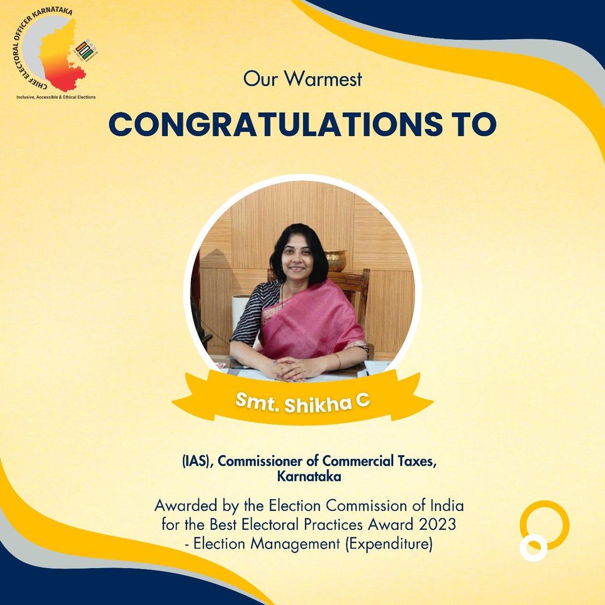 CCT, Karnataka is awarded by the Election Commission of India for the Best Electoral Practices in 2023
gst.kar.nic.in/PressRelease.a…