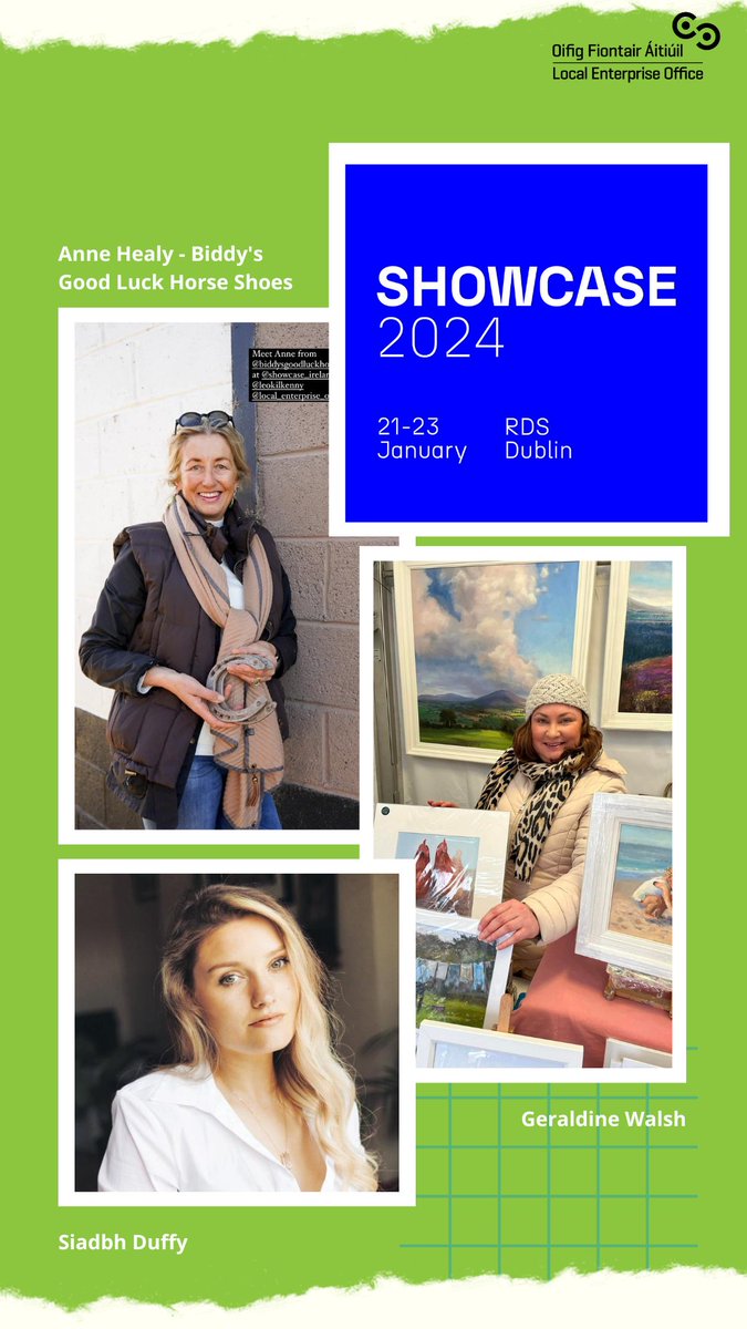 Showcase Ireland event 🎉

This year, Kilkenny is represented at Showcase by three locally based businesses; Anne Healy of Biddys’ Good Luck Horse Shoes, Siadbh Duffy handcrafts crystal amulets & Geraldine Walsh Art ⚫🟡⚫🟡